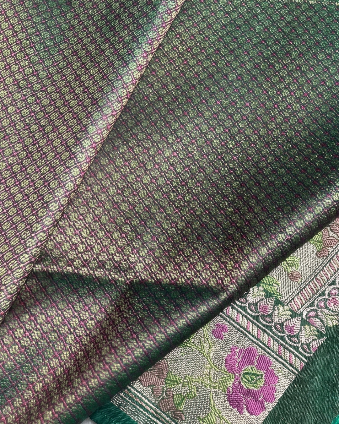 Hiral - Green Leaf Zari Kanjivaram Silk Blend Saree