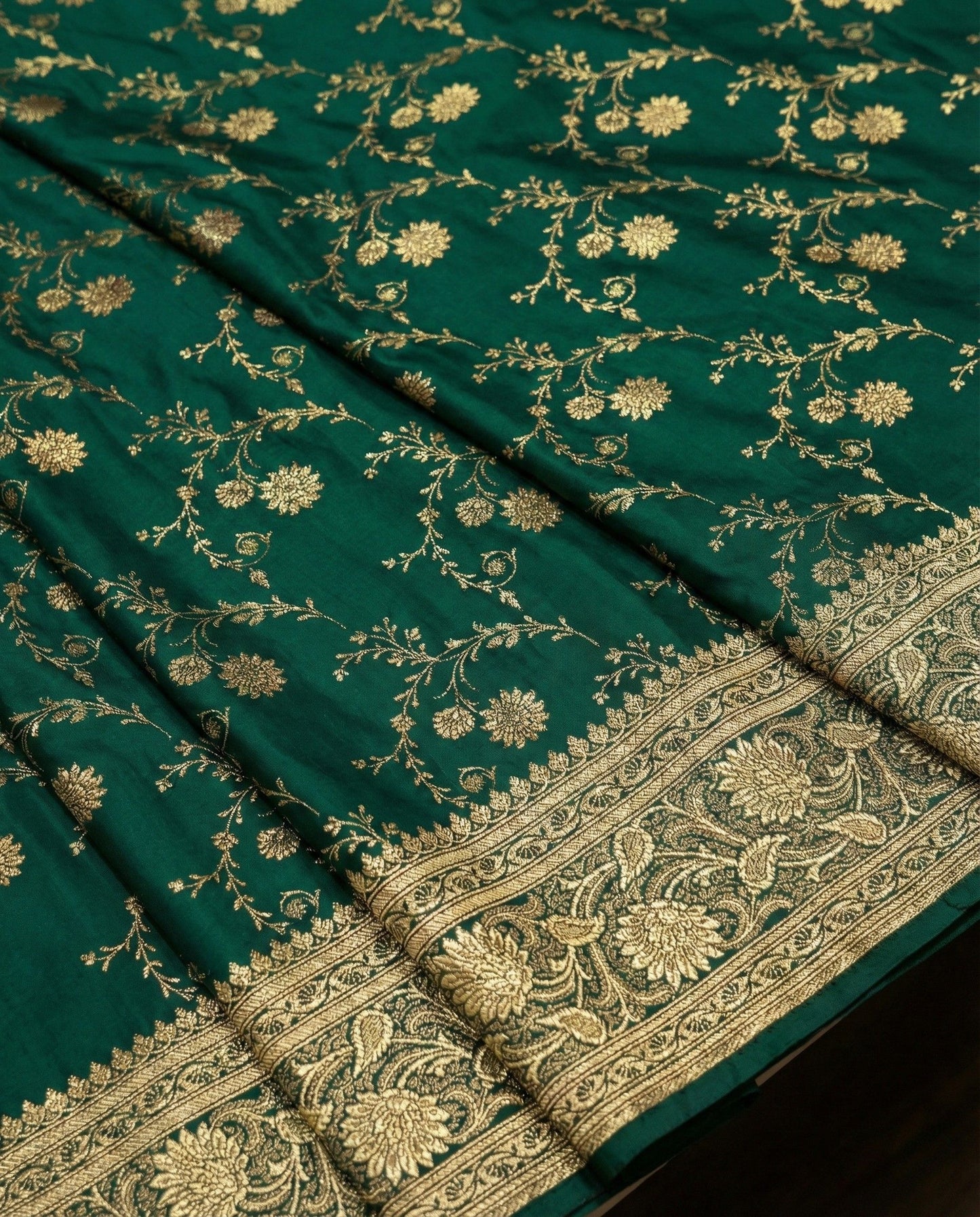 Aesha - emerald green banarasi zari saree