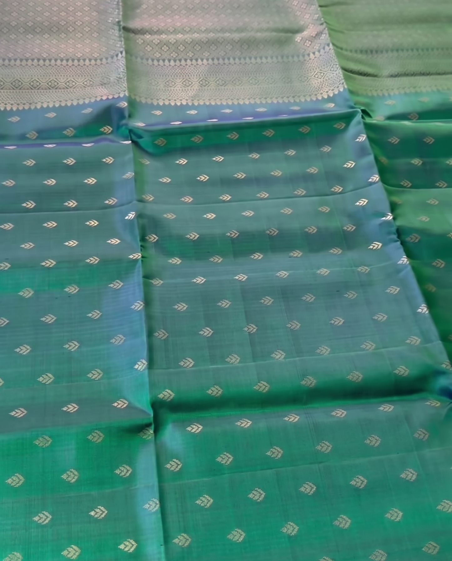 Minaxi - Peacock Green Temple Zari Silk Saree