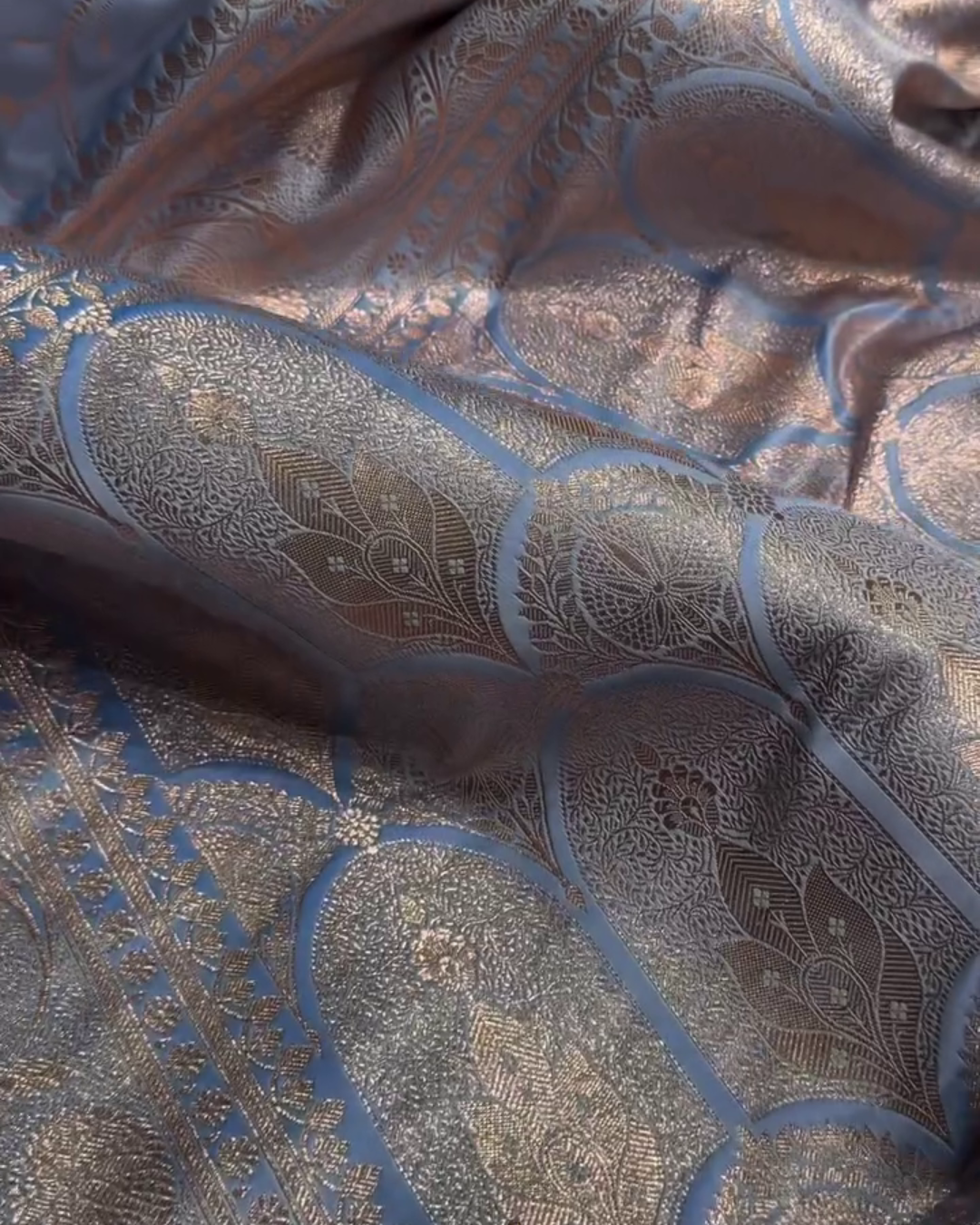 Blue Soft Semi Katan Silk Saree with Golden Zari Weaving