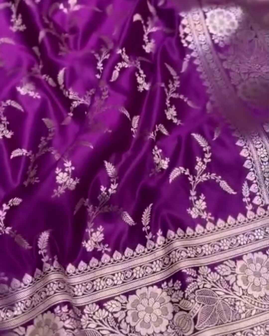 Devanshi – Purple Banarasi Silk Saree with Intricate Zari Floral Work