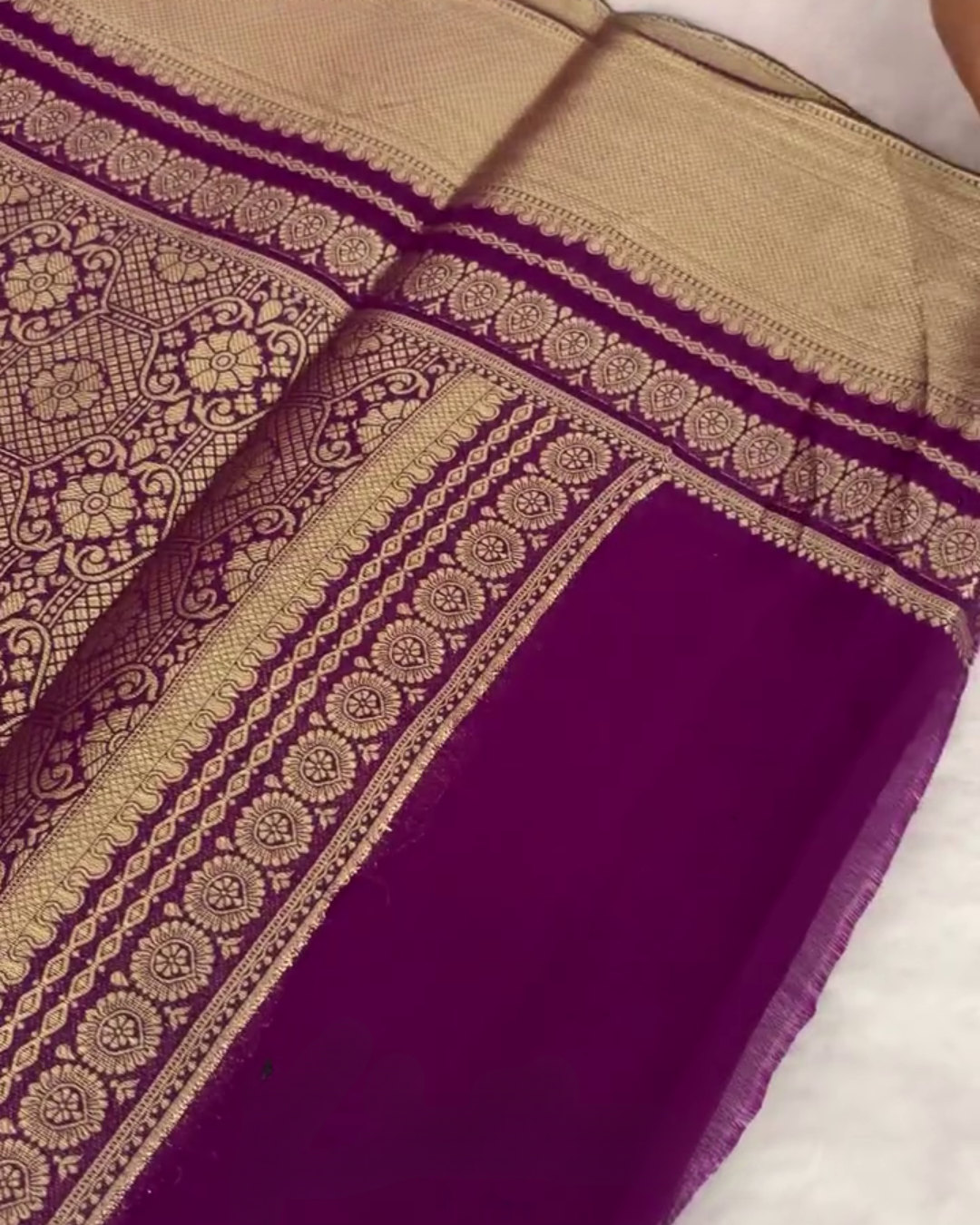 Pink Banarasi Barcode Silk Saree with Golden Zari Border