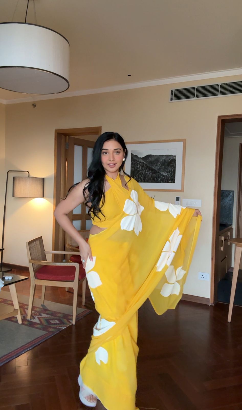Sunbeam Bloom Georgette Saree in Yellow