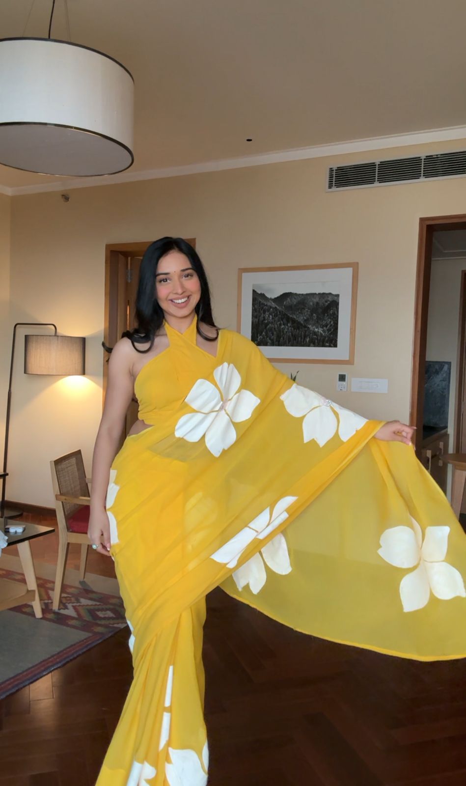Sunbeam Bloom Georgette Saree in Yellow