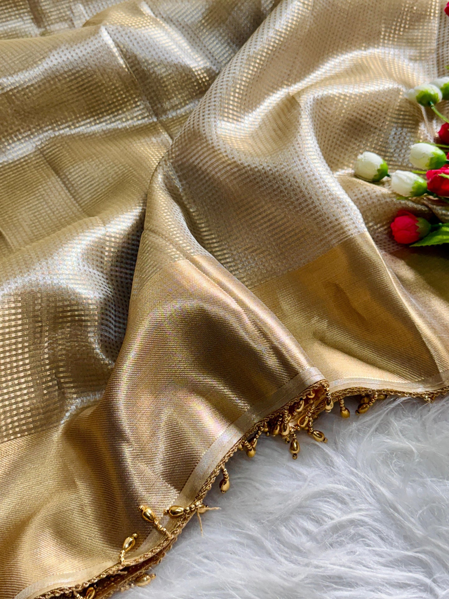 Pure Gold Tissue Silk Saree with Subtle Zari Finish