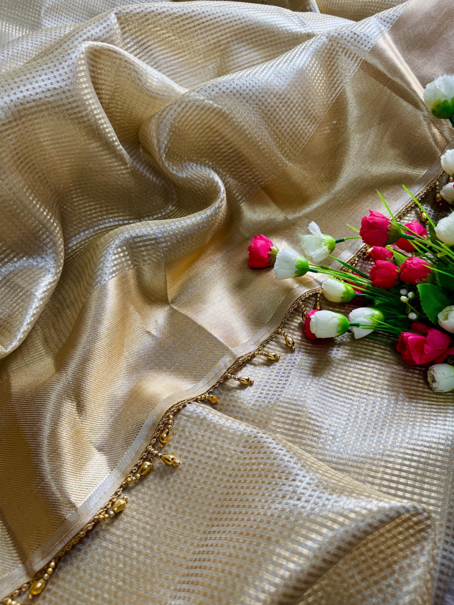 Pure Gold Tissue Silk Saree with Subtle Zari Finish