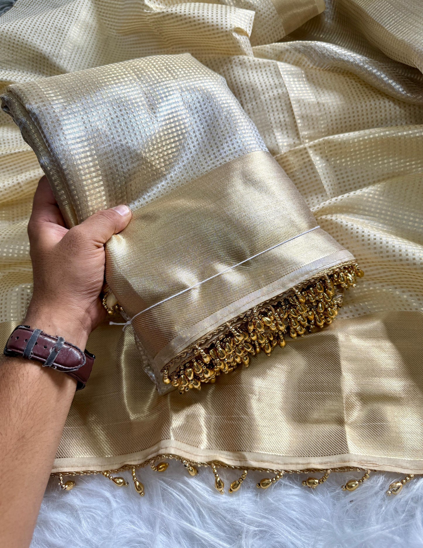 Pure Gold Tissue Silk Saree with Subtle Zari Finish