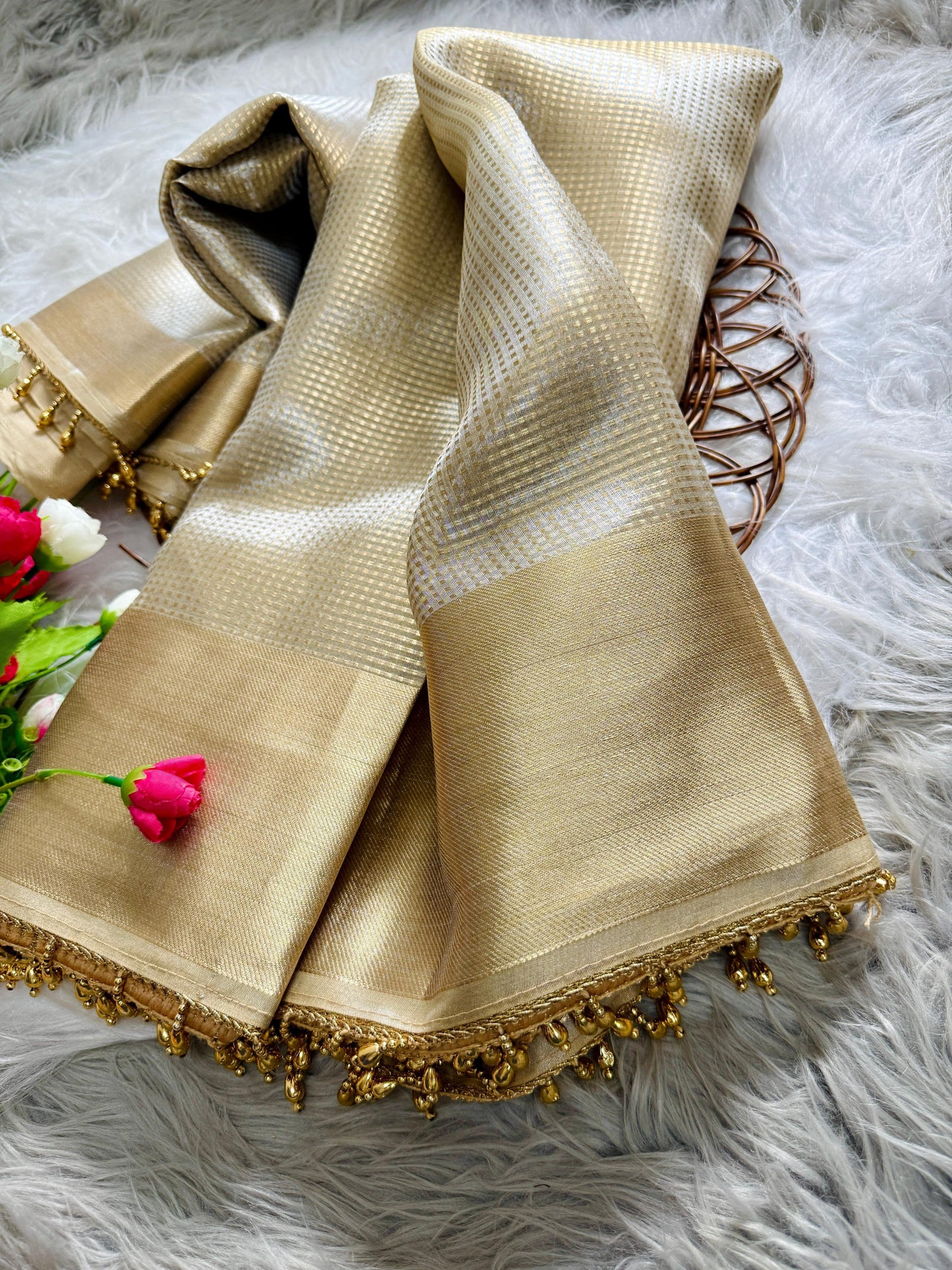 Pure Gold Tissue Silk Saree with Subtle Zari Finish
