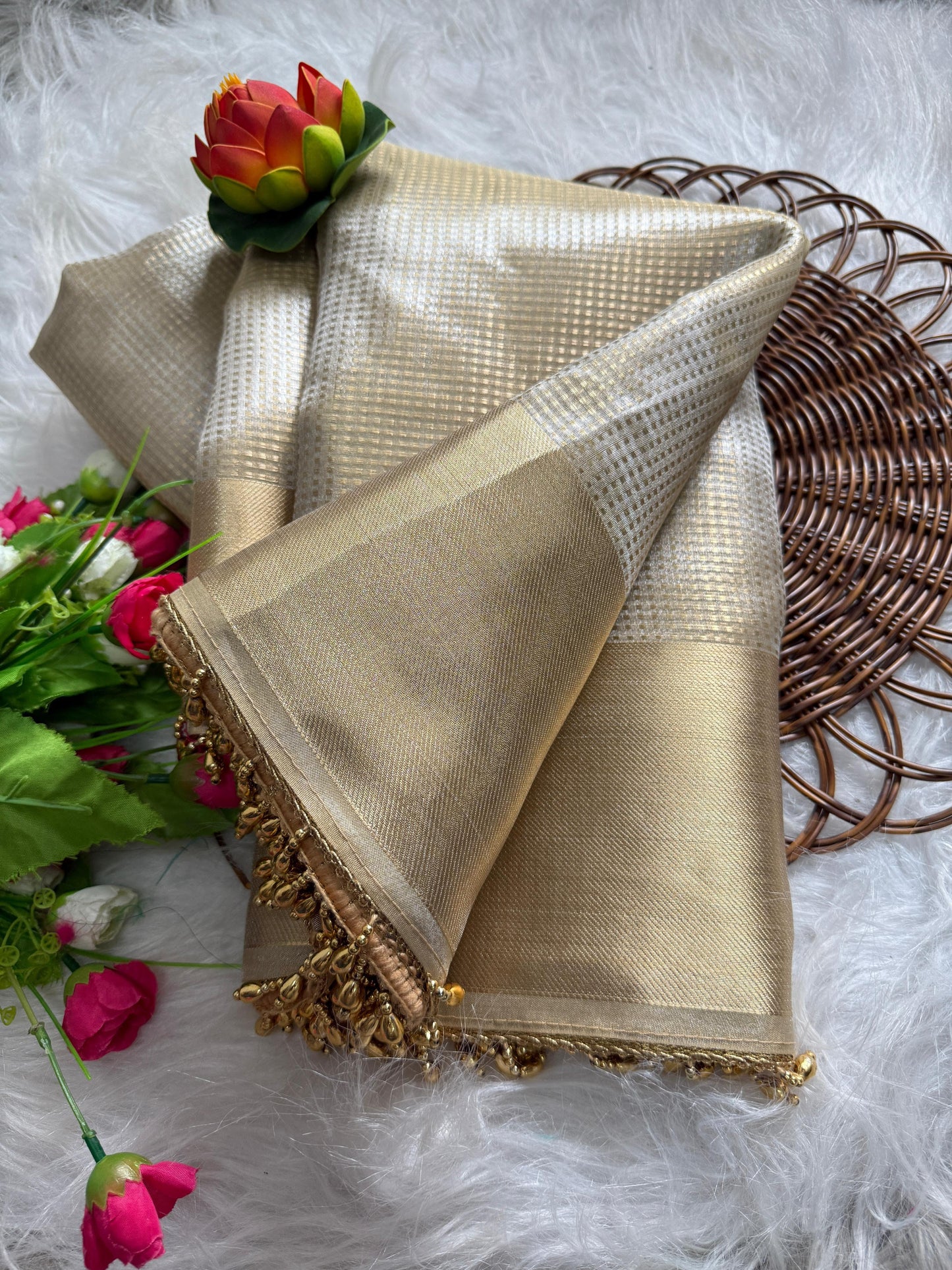 Pure Gold Tissue Silk Saree with Subtle Zari Finish