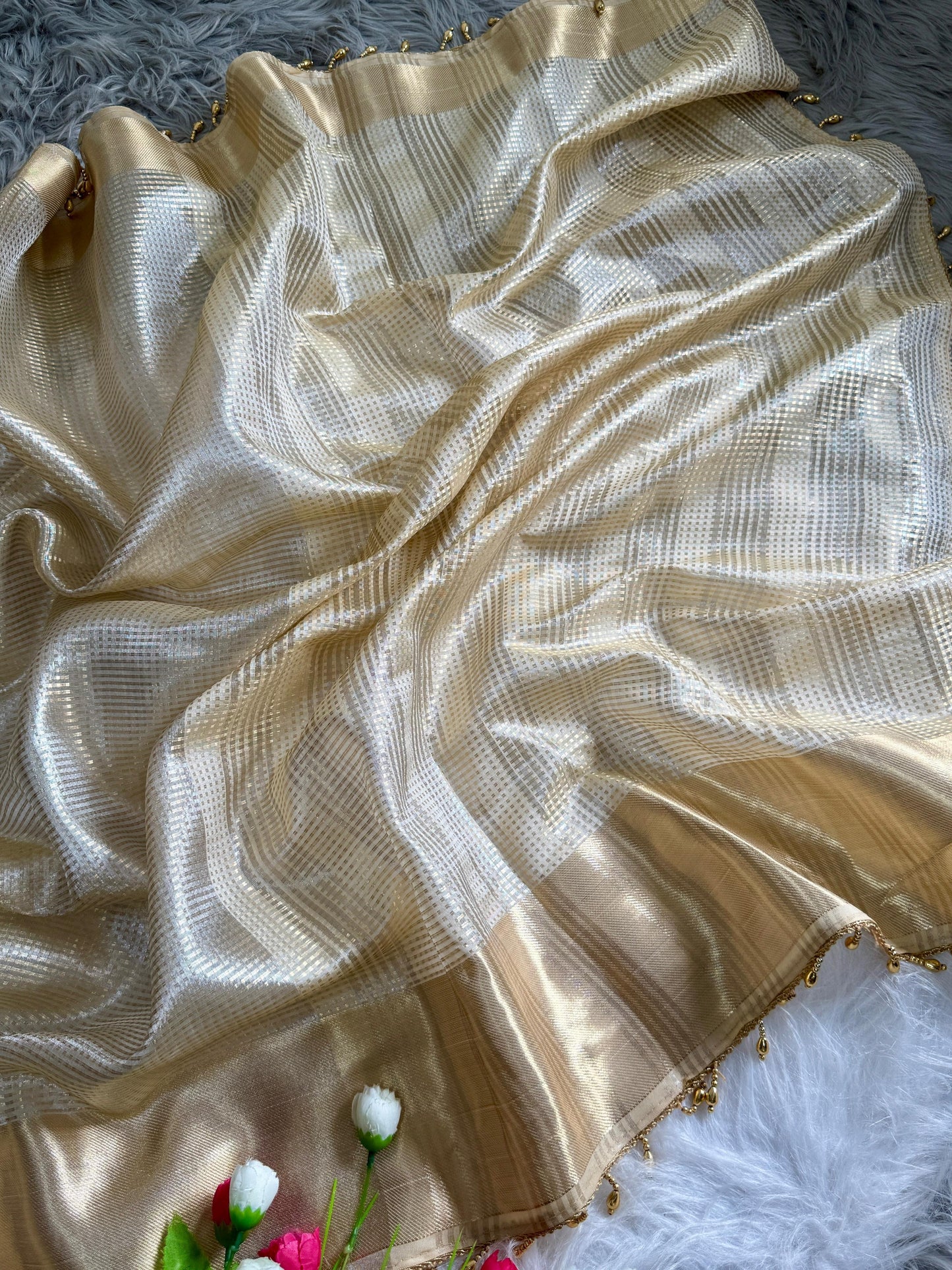 Pure Gold Tissue Silk Saree with Subtle Zari Finish