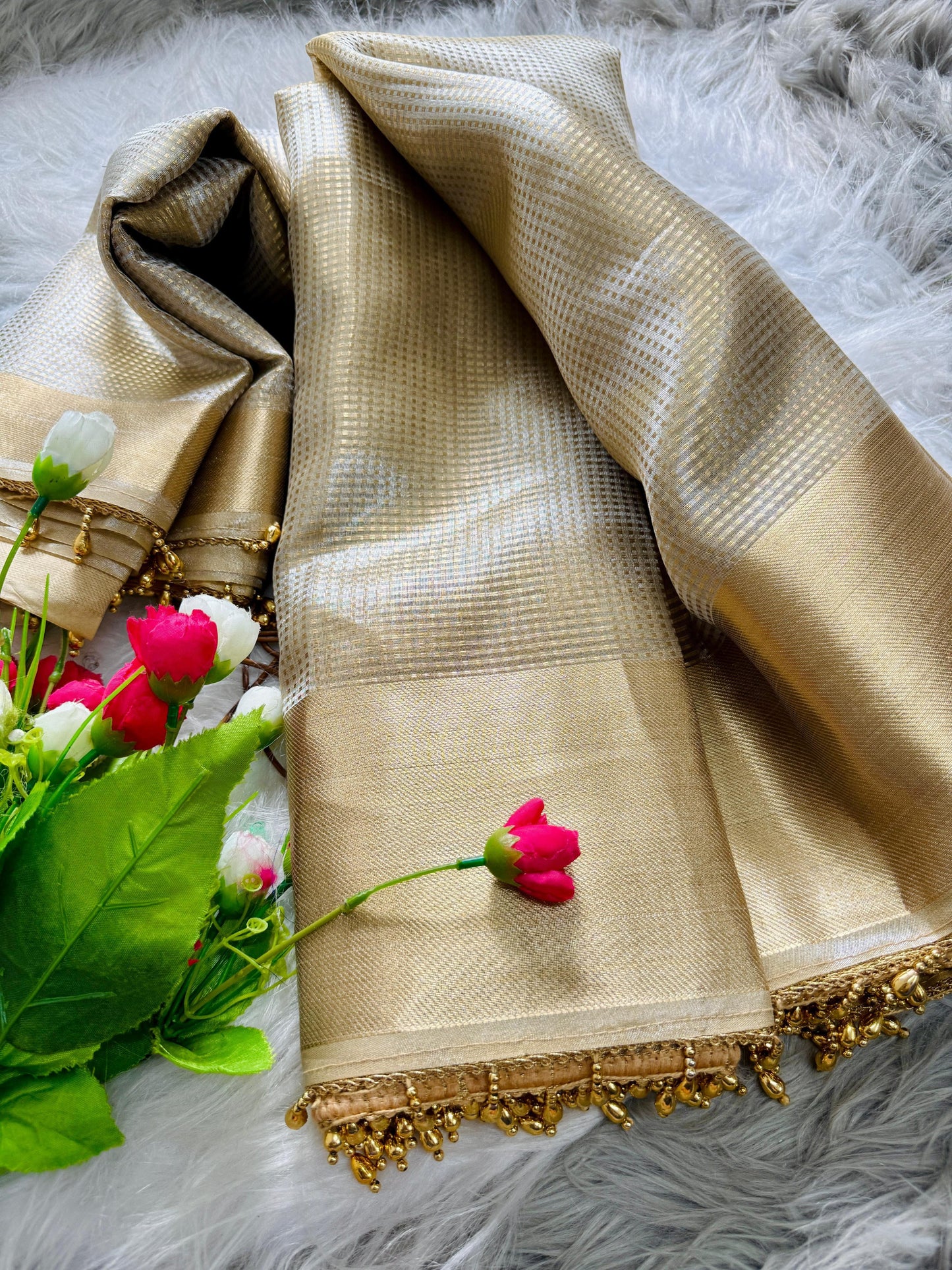 Pure Gold Tissue Silk Saree with Subtle Zari Finish