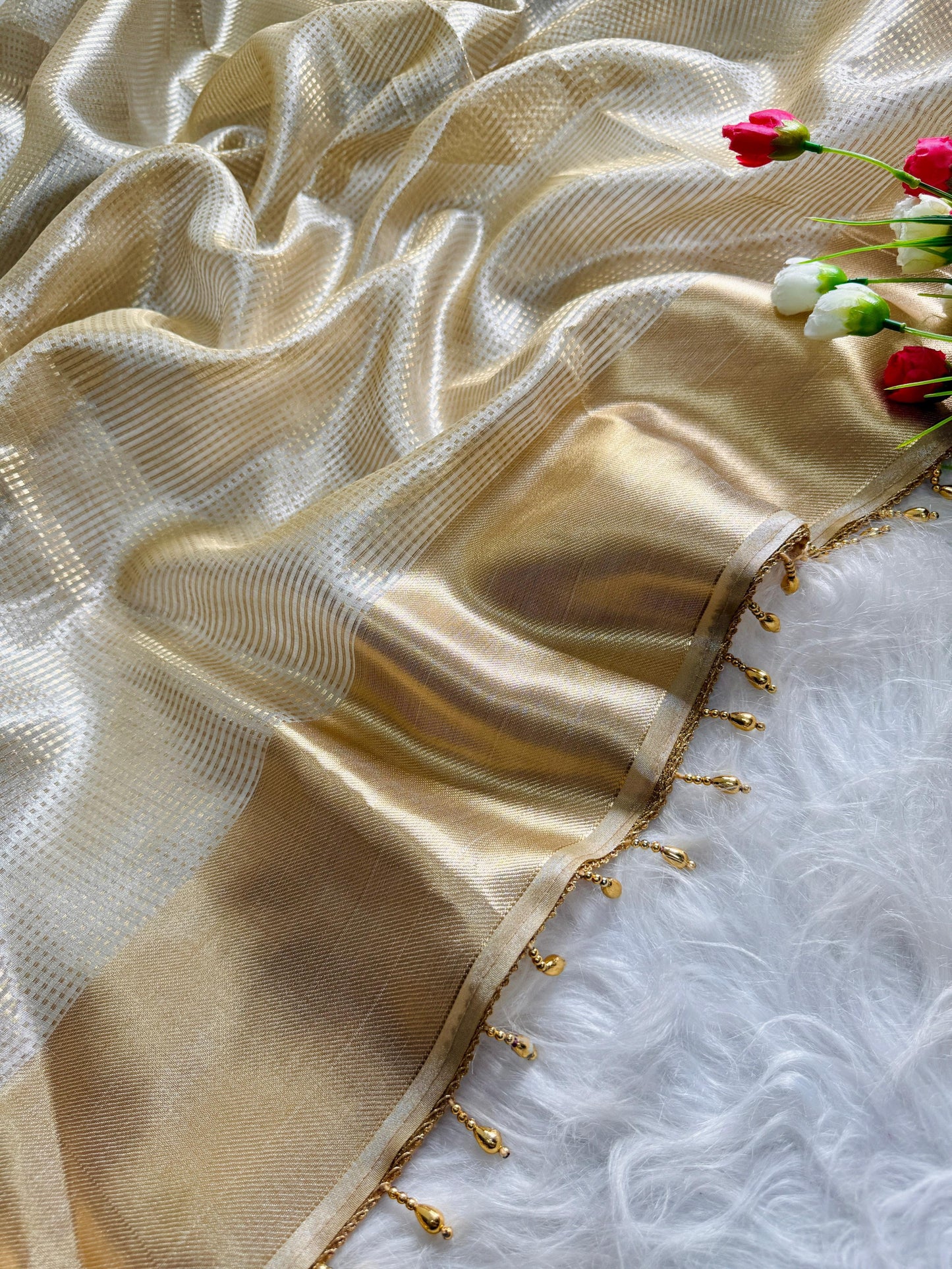 Pure Gold Tissue Silk Saree with Subtle Zari Finish