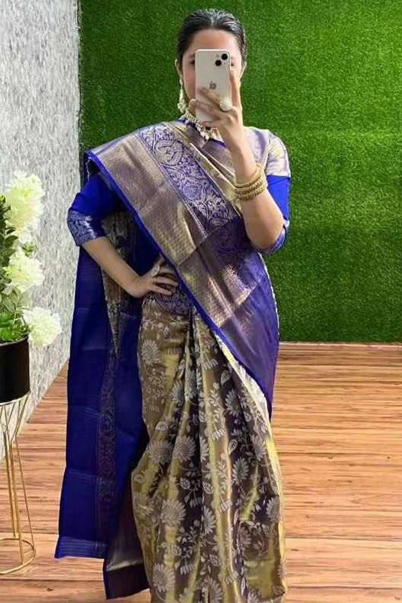 Ranjana - Royal Blue Kanjivaram Silk Saree with Jacquard Weaving