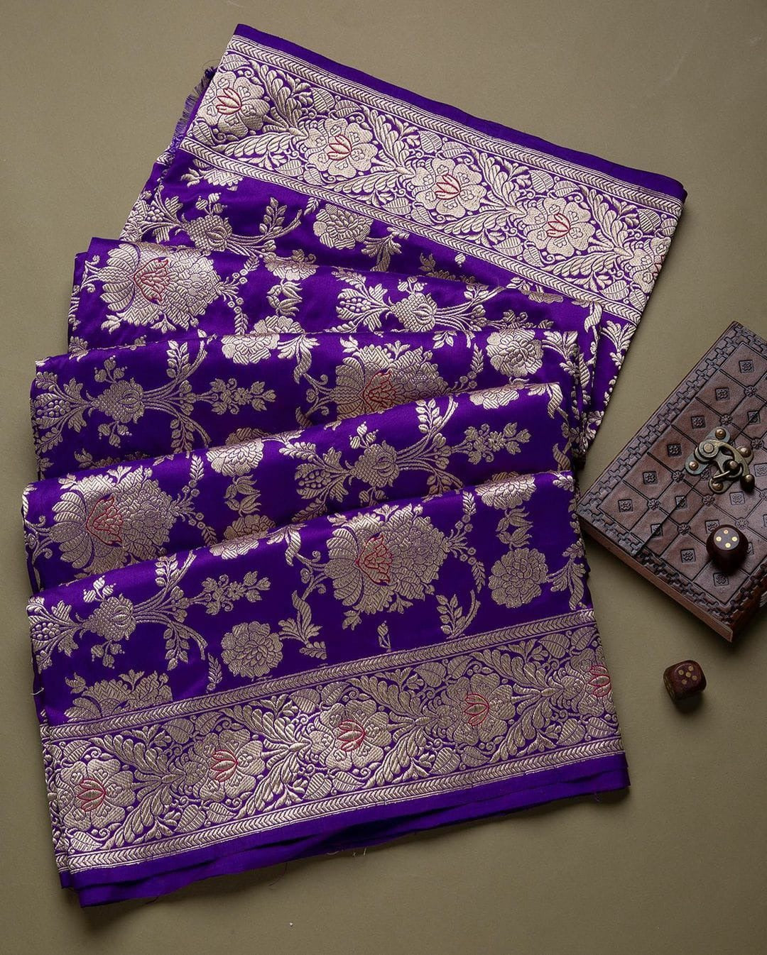 Nitya - Purple Soft Banarasi Silk Saree with All-over Jacquard Weave