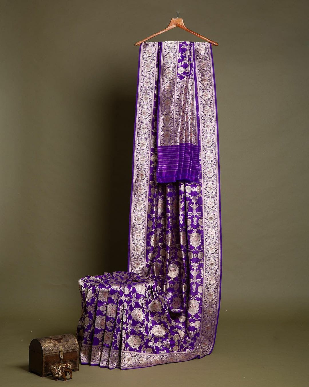 Nitya - Purple Soft Banarasi Silk Saree with All-over Jacquard Weave