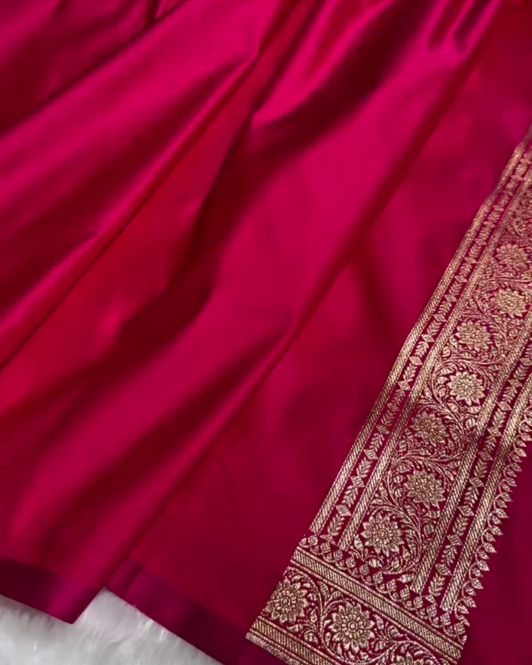 Charulata - Green Katan Silk Saree with Zari Boota and Pink Border