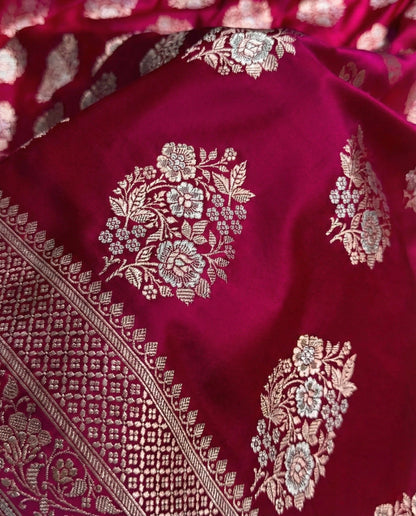 Sita - Rani Shade Banarasi Satin Saree with Meenakari Boota