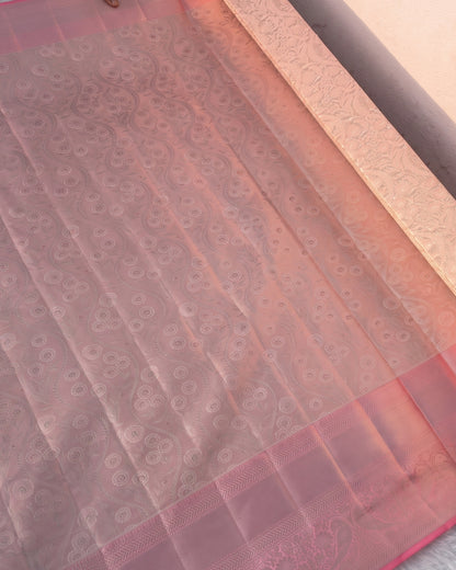 Gresha - Blush Pink Floral Zari Kanjivaram Silk Saree