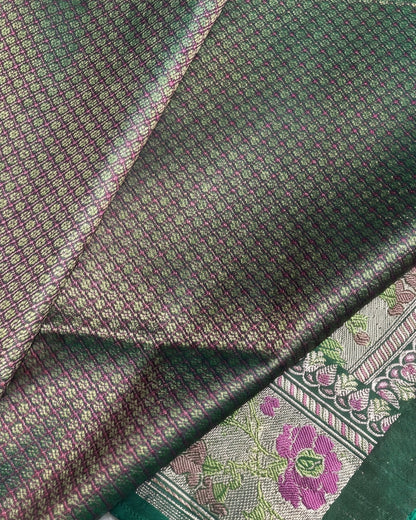 Hiral - Green Leaf Zari Kanjivaram Silk Blend Saree