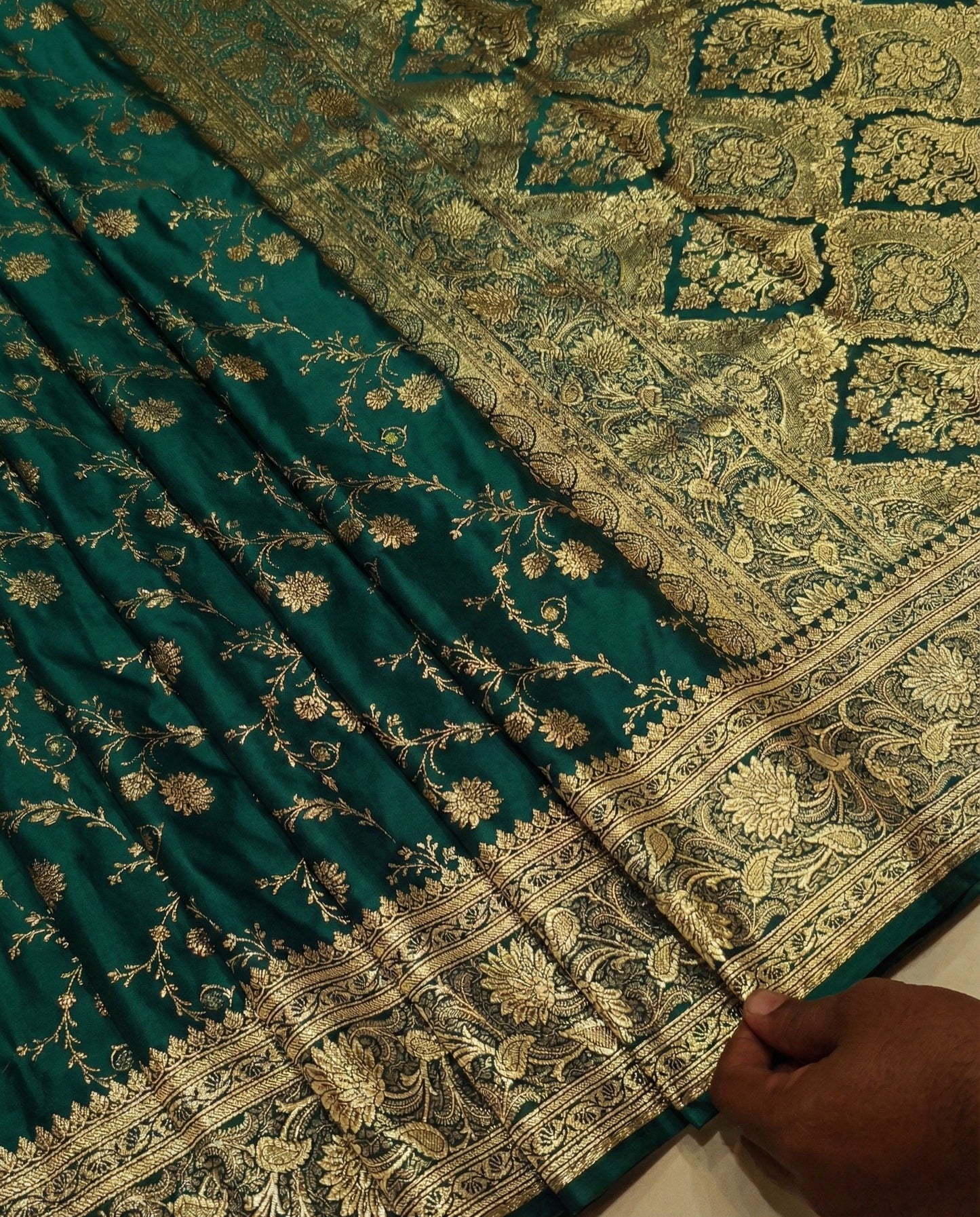 Aesha - emerald green banarasi zari saree