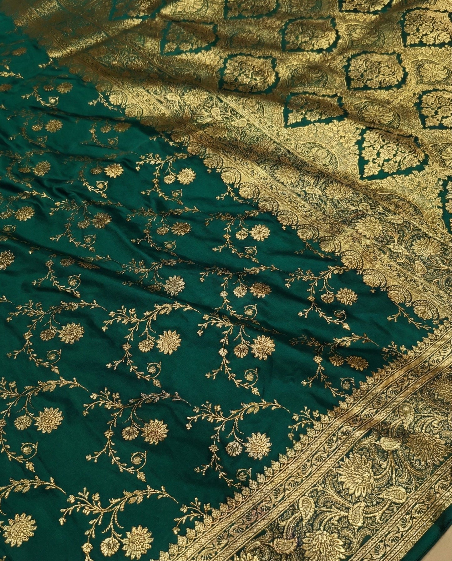 Aesha - emerald green banarasi zari saree