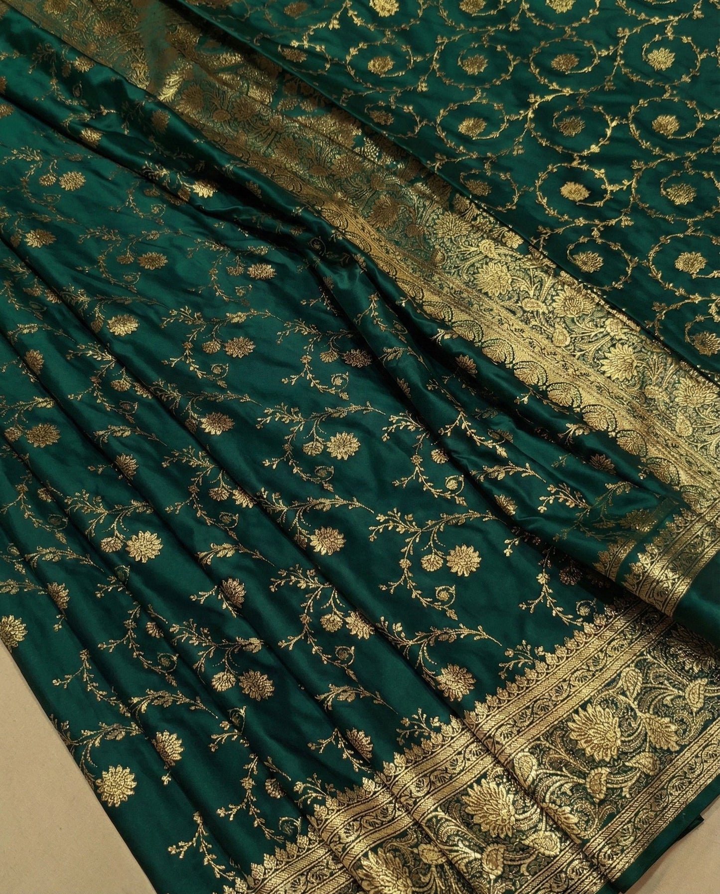 Aesha - emerald green banarasi zari saree