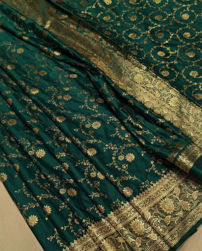 Aesha - emerald green banarasi zari saree