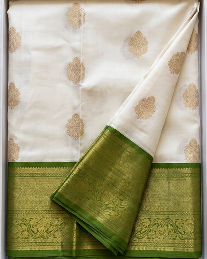 Rupalika - Ivory Green Traditional Silk Saree