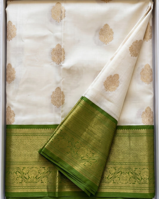 Rupalika - Ivory Green Traditional Silk Saree