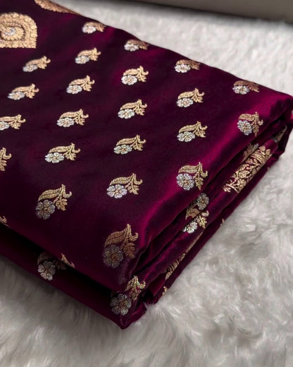 Diya - Royal Wine Banarasi Silk Woven Saree