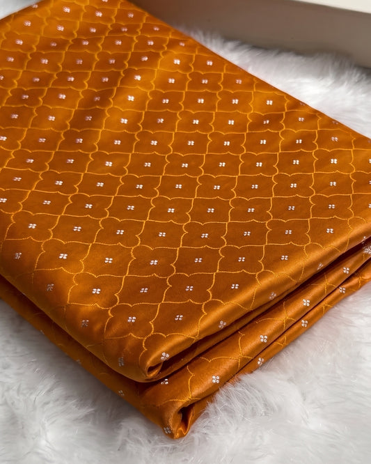 Eshita - Royal Mustard Silver Zari Banarasi Silk Saree