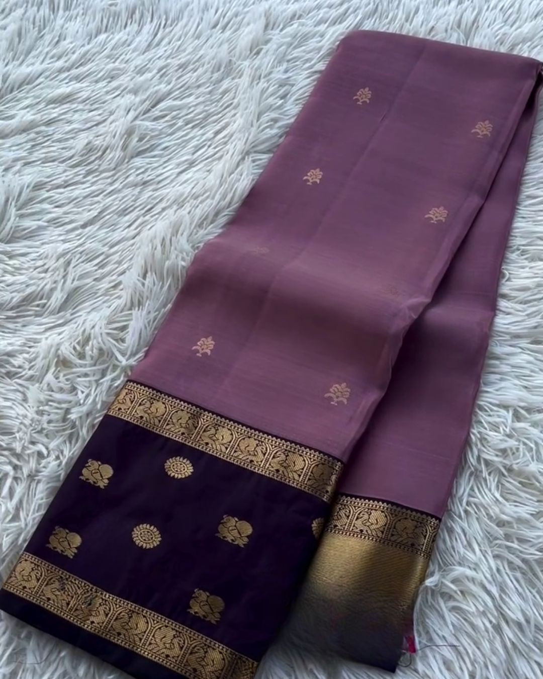 Sunayna - Dusty Mauve Banarasi Silk Saree with Contrast Zari Border