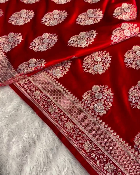 Meher - Royal Red Woven Banarasi Saree