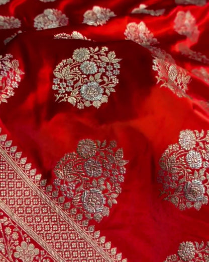 Meher - Royal Red Woven Banarasi Saree
