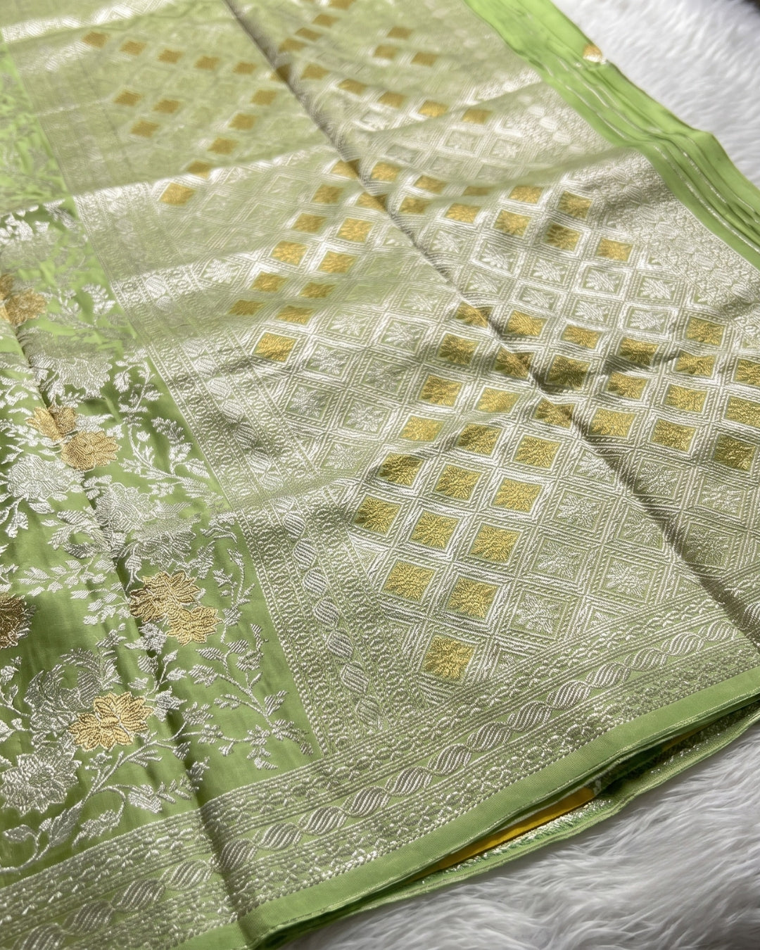Gargi - Pastel Pistachio Green Kanjivaram Silk Saree