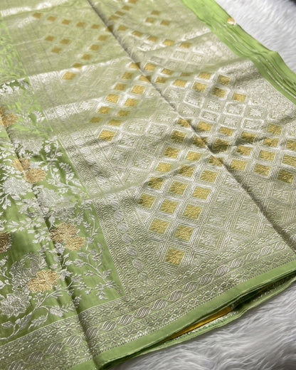 Gargi - Pastel Pistachio Green Kanjivaram Silk Saree