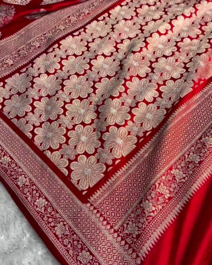 Meher - Royal Red Woven Banarasi Saree