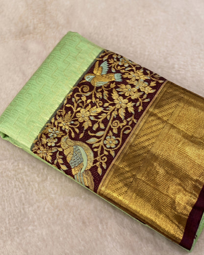 Mahi - Pastel Mint Heritage Kanjivaram Silk Blend Saree