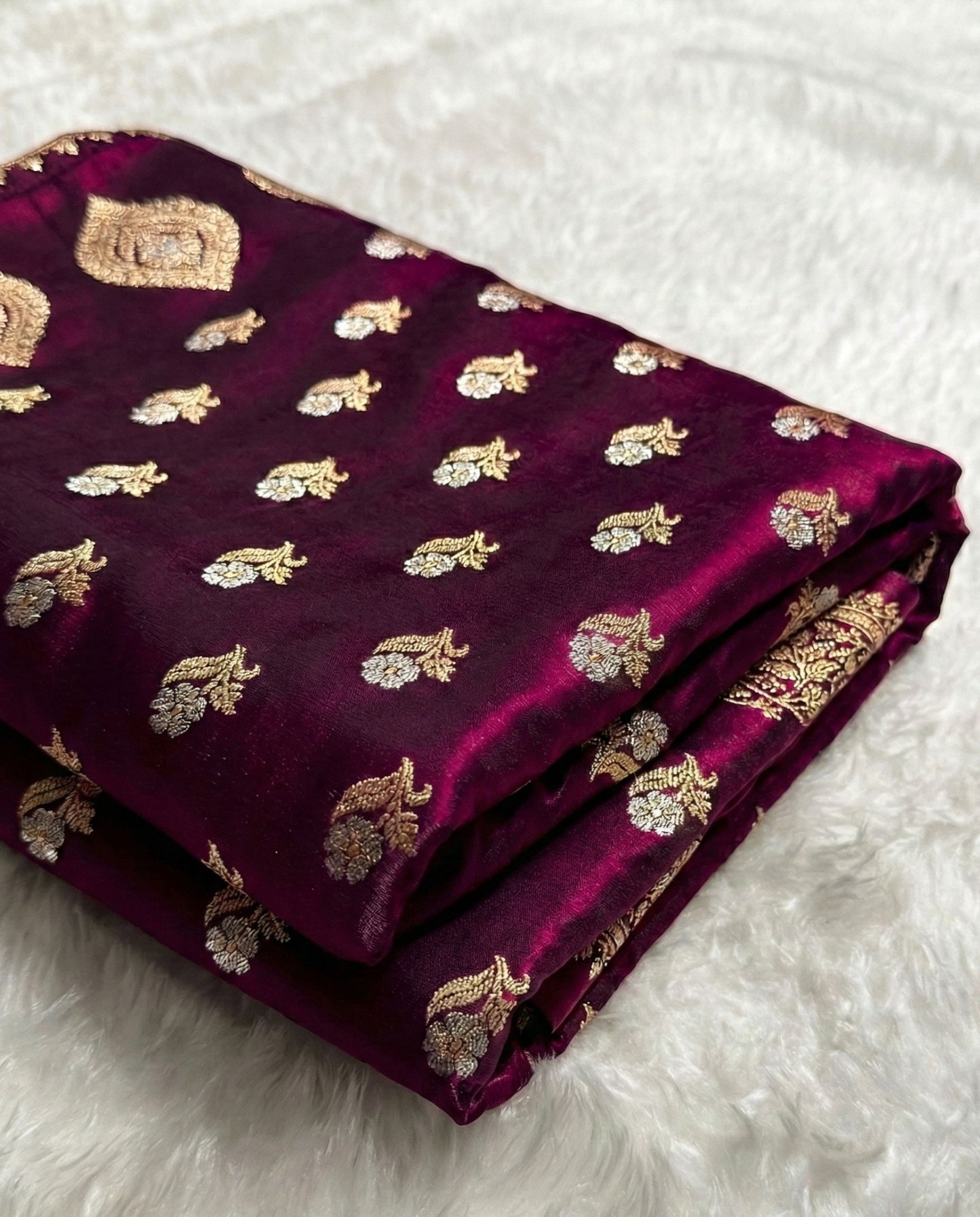 Vilina - banarasi satin silk meena boota saree in rich maroon shades