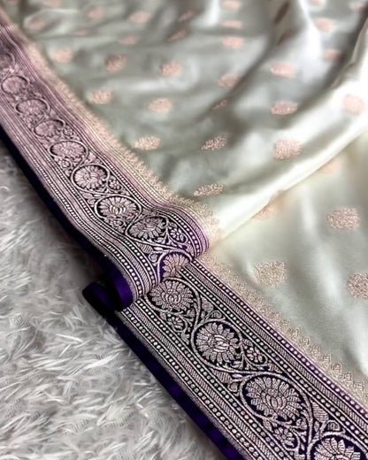 Avani - Elegant White Purple saree