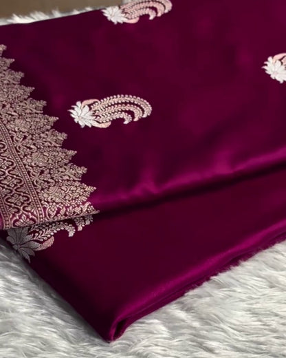Anushka - Magenta Silk Blend Saree with Zari Border