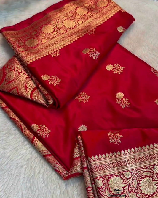 Puja - Majestic Red Banarasi Silk Saree