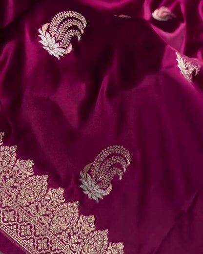 Anushka - Magenta Silk Blend Saree with Zari Border
