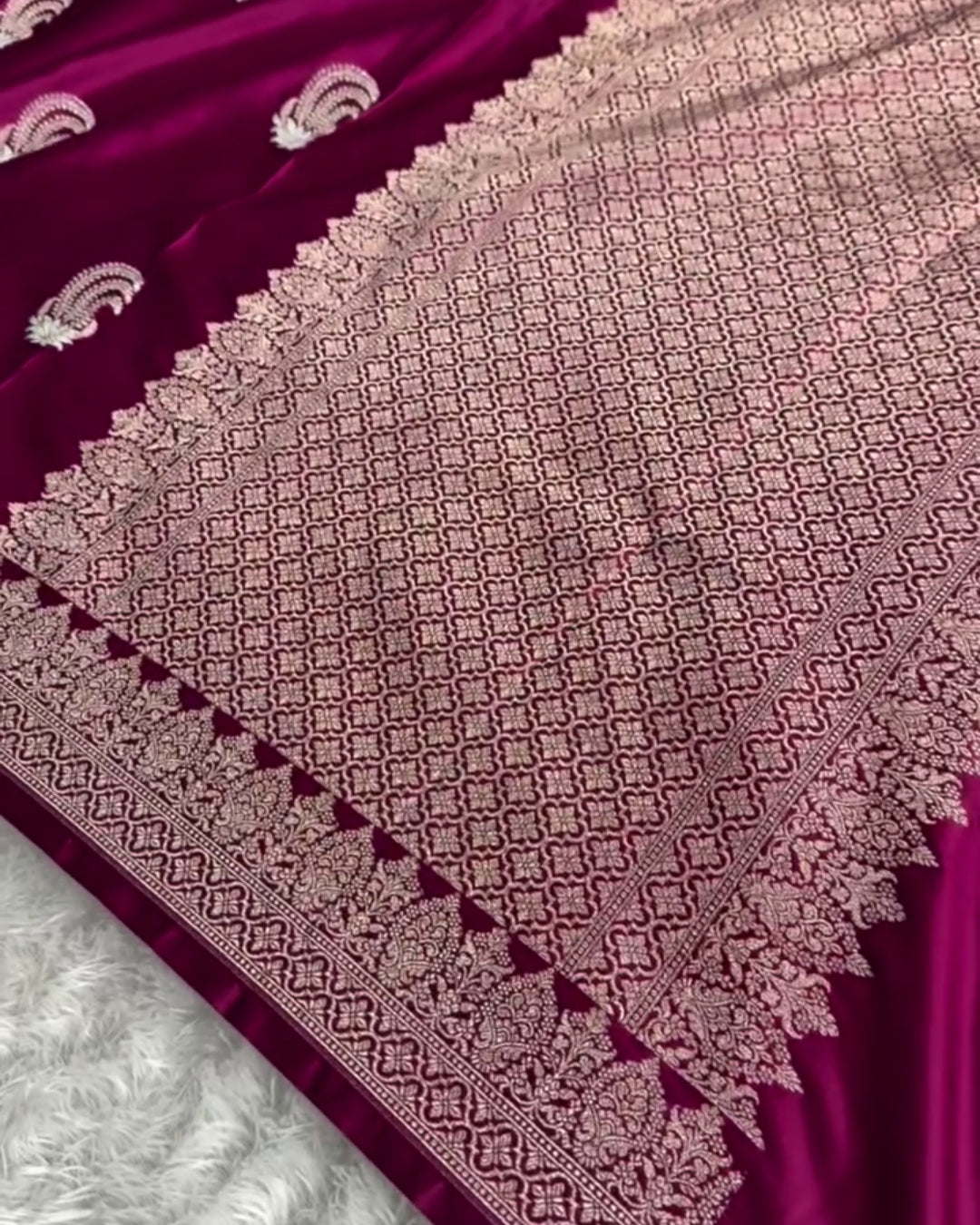 Anushka - Magenta Silk Blend Saree with Zari Border