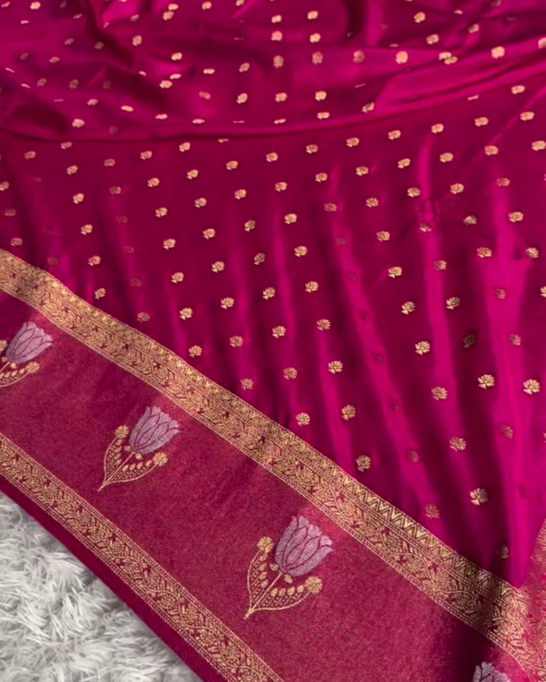 Nandita - Rani Pink Banarasi Zari Butti Saree