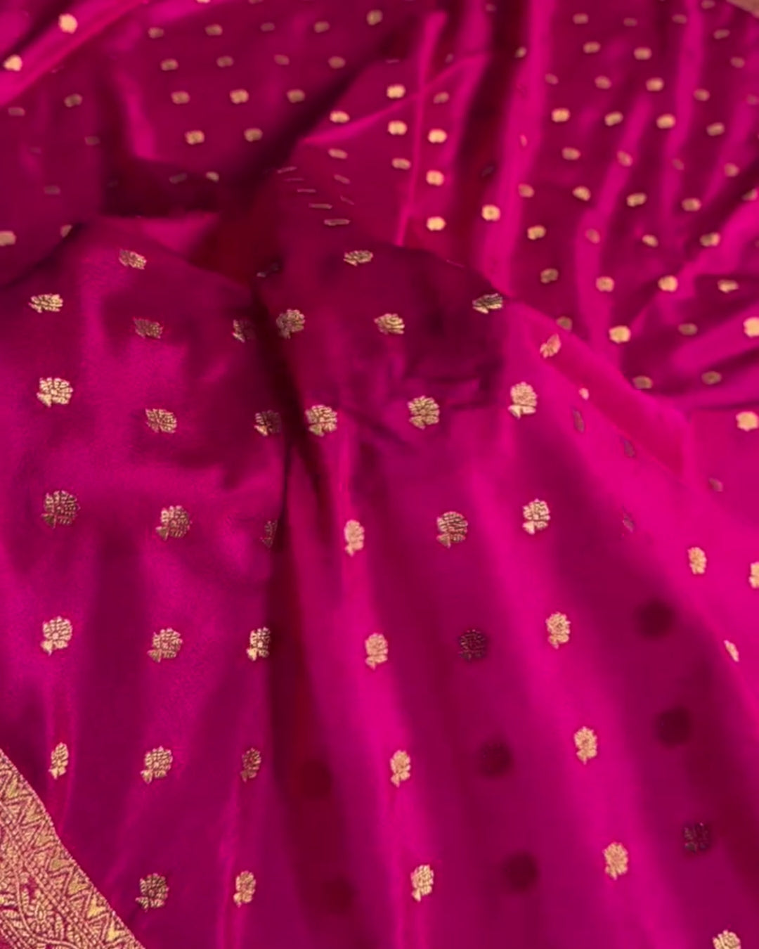 Nandita - Rani Pink Banarasi Zari Butti Saree