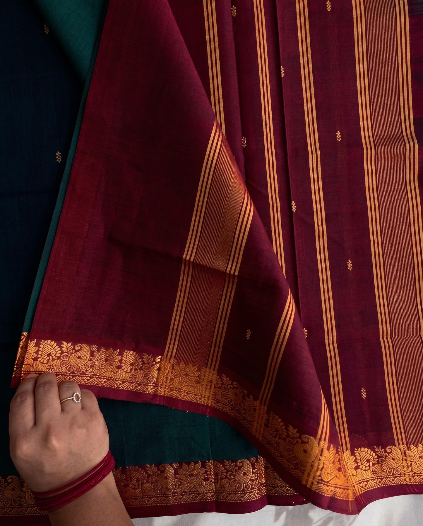Shree - Emerald Heritage Green Temple Border Saree