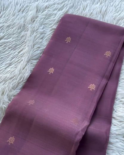 Sunayna - Dusty Mauve Banarasi Silk Saree with Contrast Zari Border