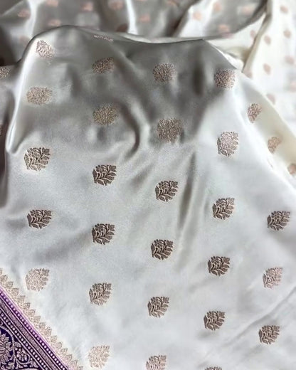 Avani - Elegant White Purple saree