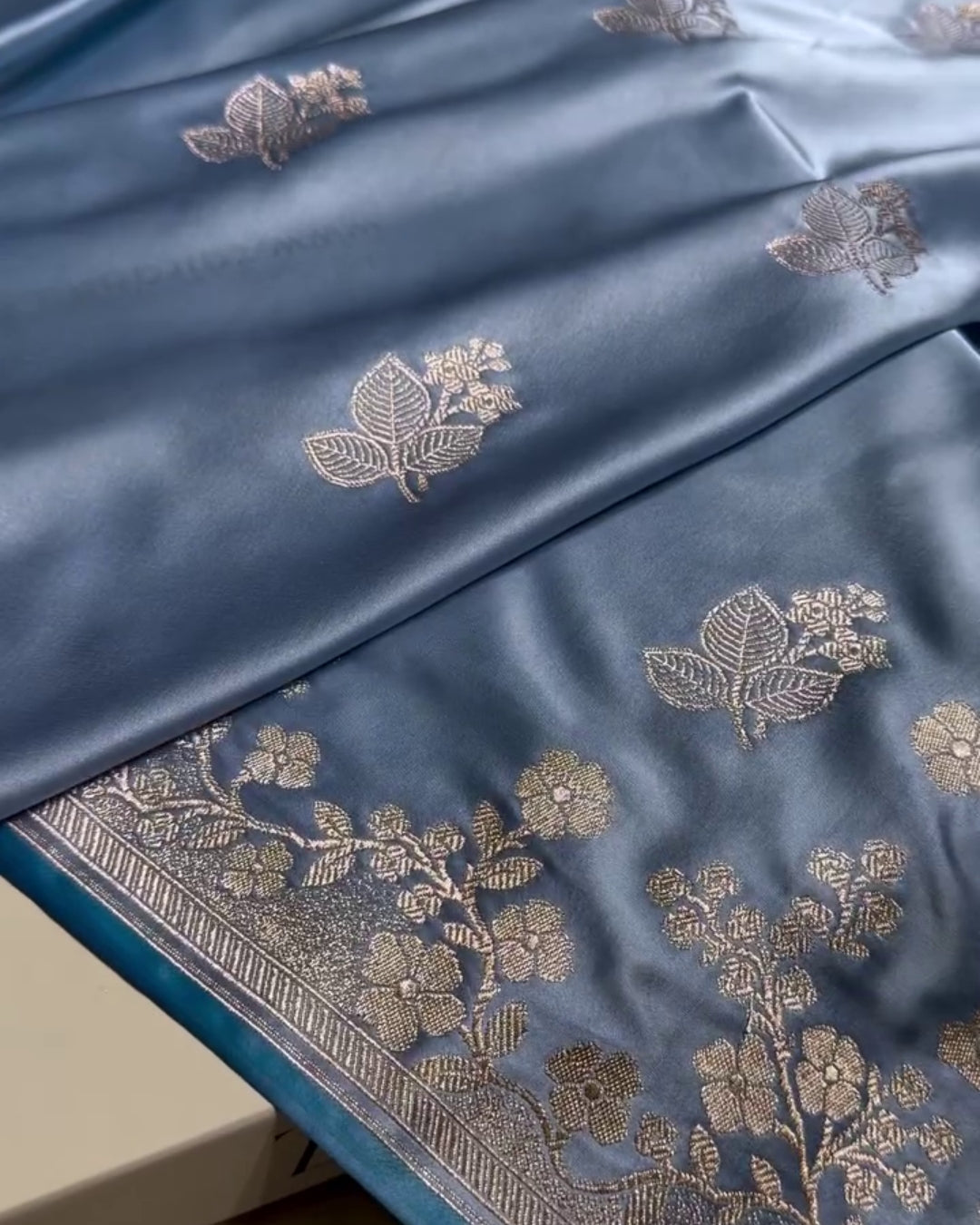 Anvitha - Steel Blue Heritage Silk Saree